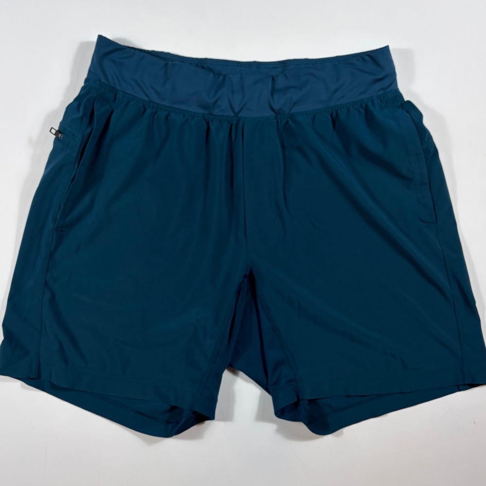 Lululemon T.H.E. Short Linerless Mens Large 7 Inch Inseam Athletic Teal Blue